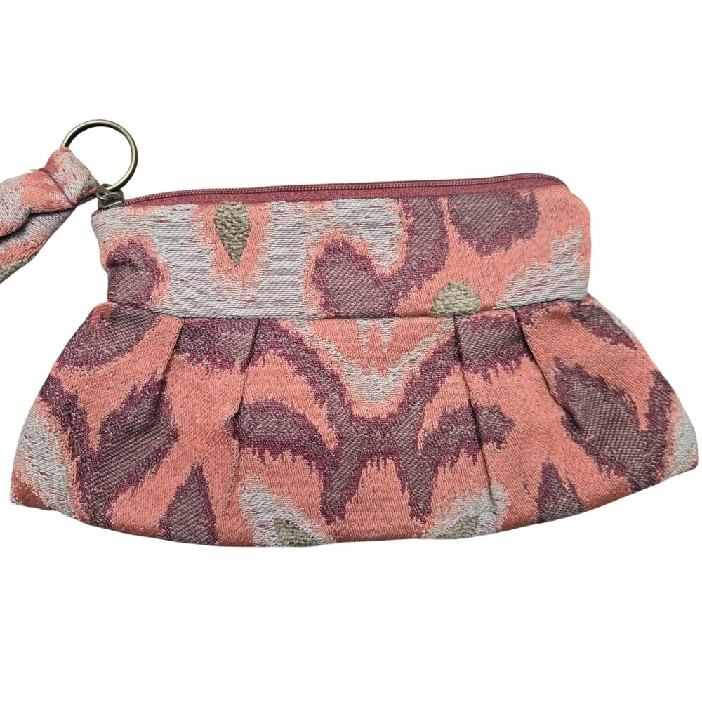 Maruca Handmade‎ Tapestry Wristlet Pouch Ikat Woven Boho Clutch Terracotta Rust